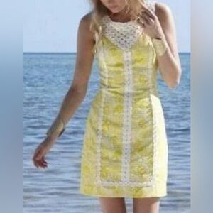 Lilly Pullitzer McFarlane Shift Dress Sunglow Yellow Preppy Style 84125 Size 14